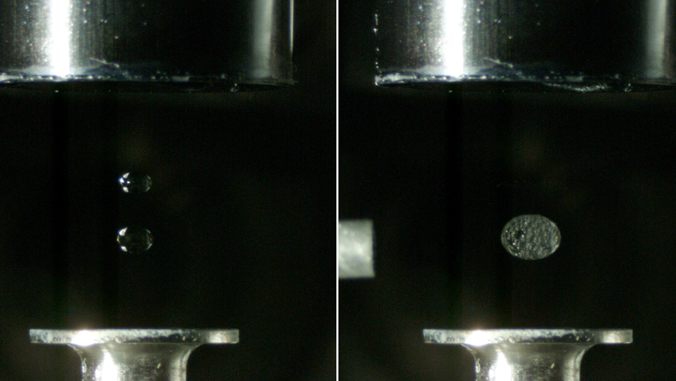 before and after two droplets merge