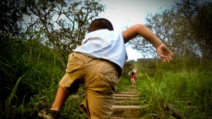 boy hiking