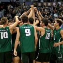men's volleyball team celebrating