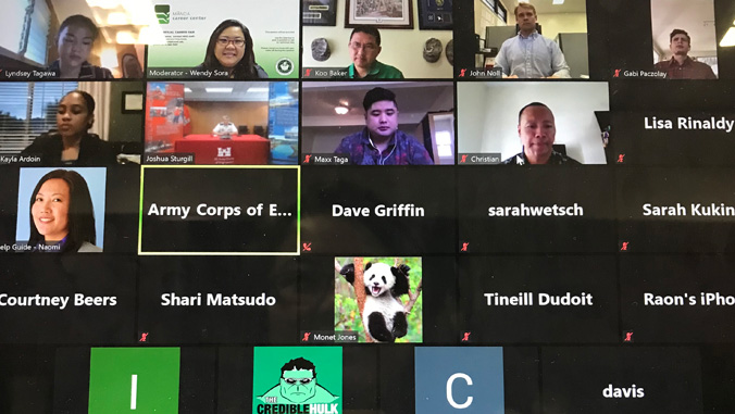 Computer screen at the virtual career fair
