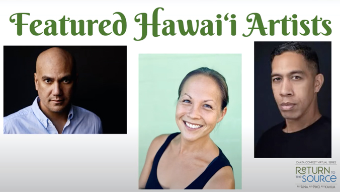 3 headshots under words Feature Hawaii Artists