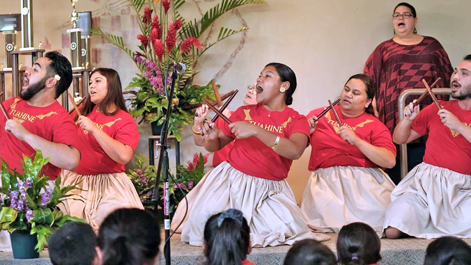 student performing hula