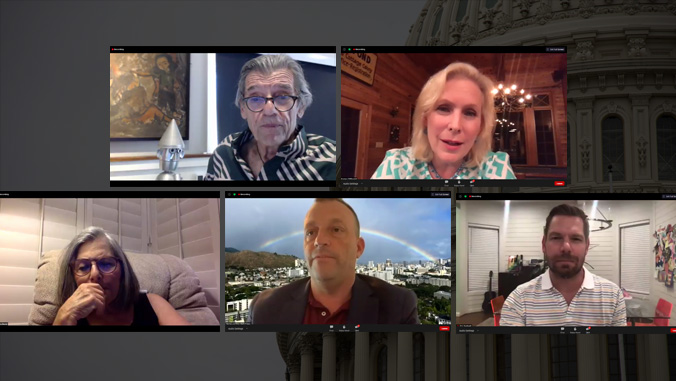 five people on a zoom call
