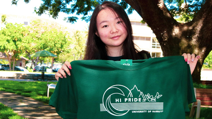 Deborah Yuan with her HI Pride T Shirt