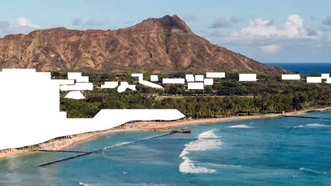 diamond head with buildings cut out