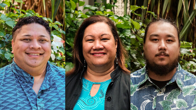 Keawe Lopes Jr., Kuuipolani Kanahele Wong and Kainehe Chun-Lum