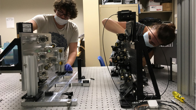 Charlotte Bond and Jacques Robert Delorme working on new camera