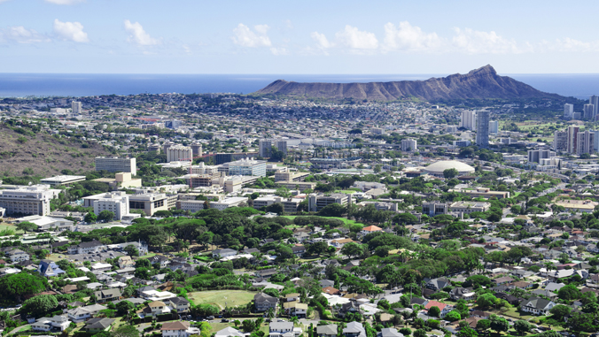 view of Manoa Valley overlooking Diamond Head