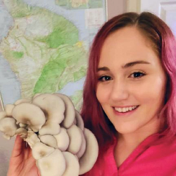 Amanda Gilroy holding mushroom