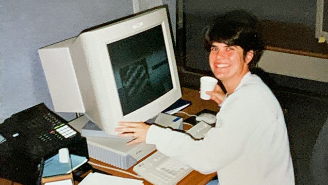woman sitting in front of a computer