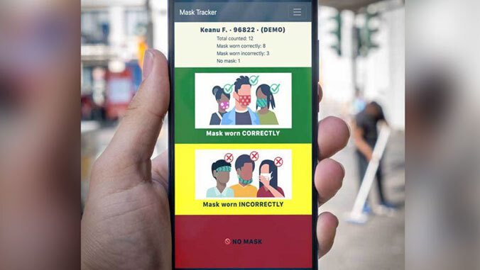 mask-wearing app screen