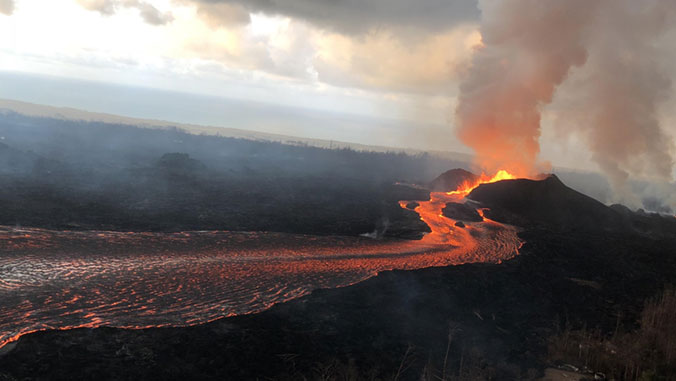 volcano erupting