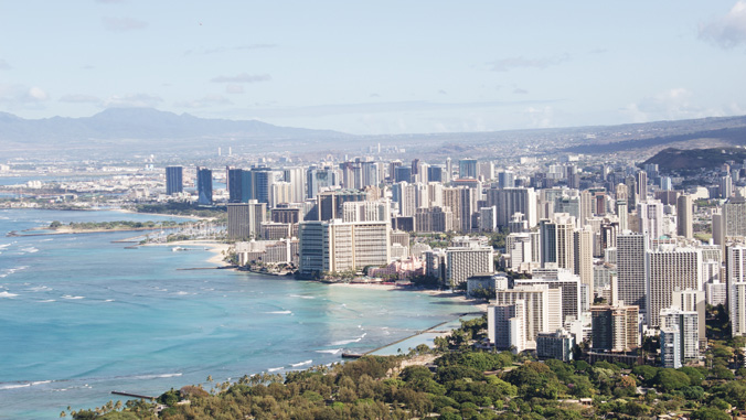 scenic shots of Honolulu skyline