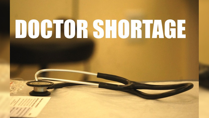 stethoscope with text doctor shortage