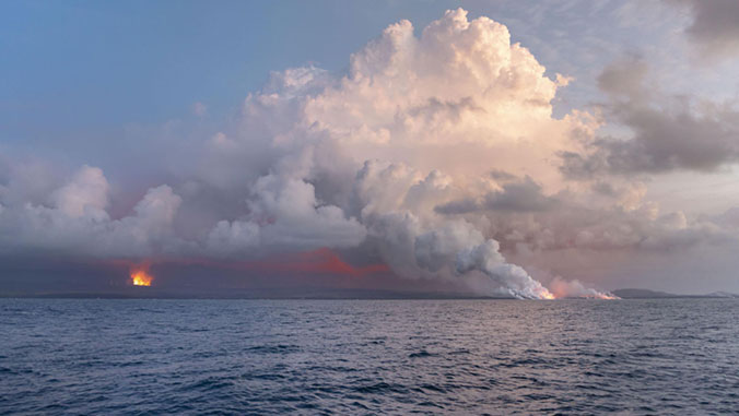 volcano erupting