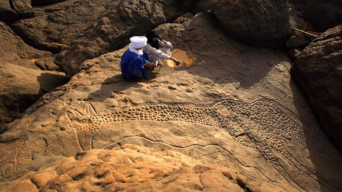 giraffe painting in the desert