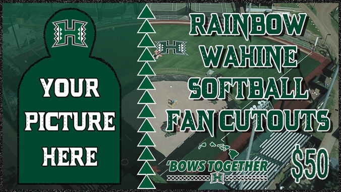 Rainbow Wahine Softball Fan Cutout over softball fields