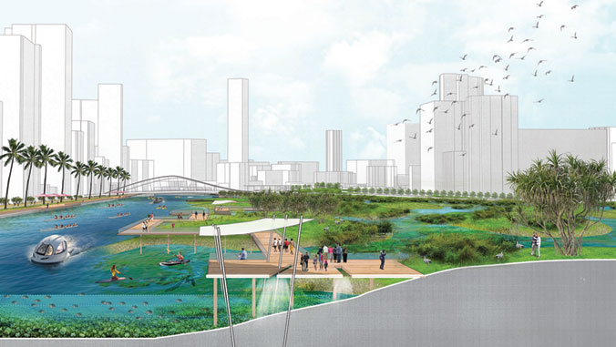 rendering of Ala Wai in Honolulu