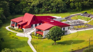 building with red roof