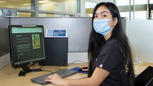 person sitting at computer