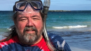 man wearing a snorkel