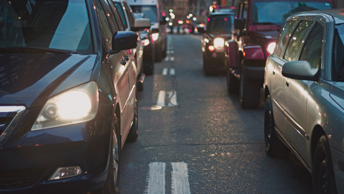 several cars on a roadway