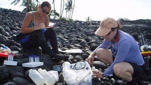 two people collecting water samples