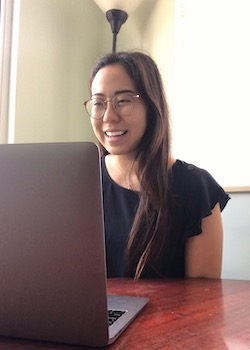 female looking at computer screen