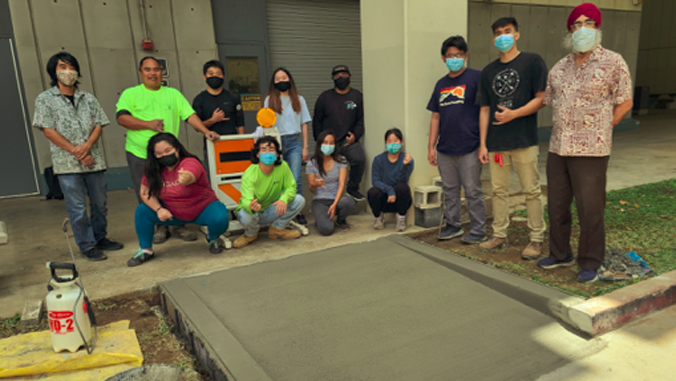 people standing in front of concrete ramp