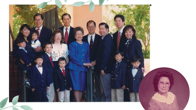 chinn family with photo of florence chinn