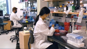 two people sitting in the lab