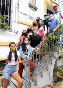 Students on a stairway