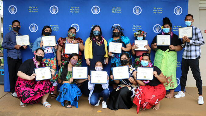 Early College students holding certificate