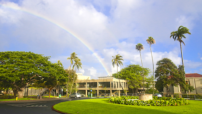 rainbow over Mānoa campus