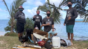 people with trash
