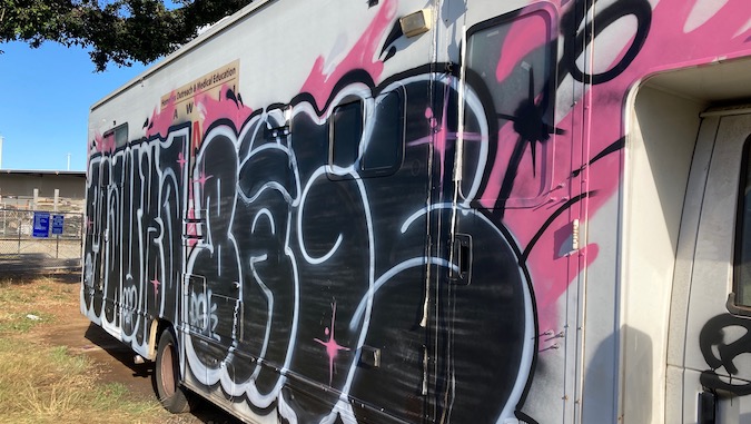 graffiti on van