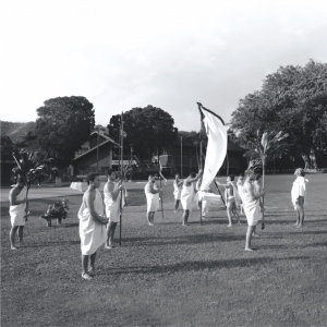 Makahiki participants on a field
