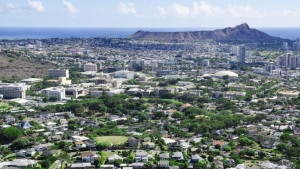 aerial shot of buildings and city