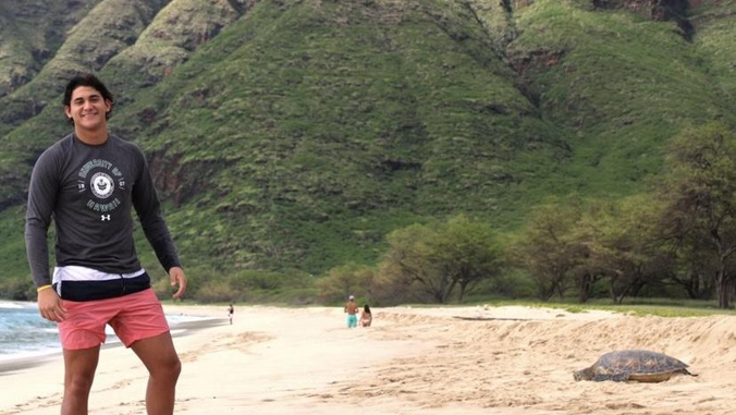 student on beach