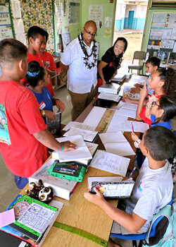 students at a desk