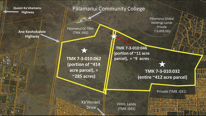 Map of the Hawaii Community College Plalamanui campus and forest reserve