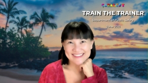Chen on Train the Trainer screen behind her