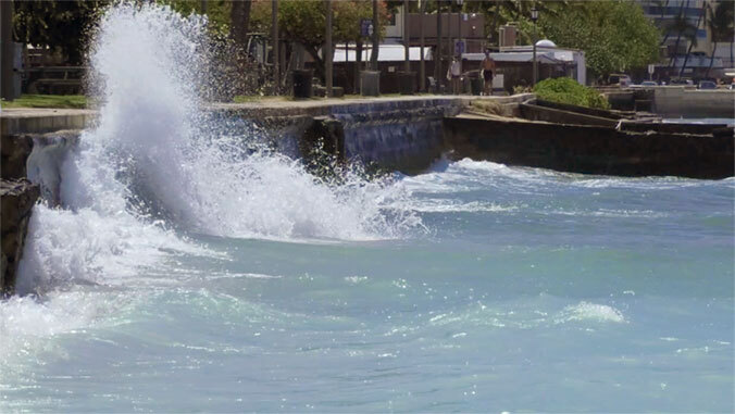 tide crashing onshore