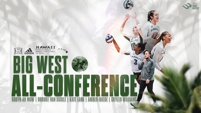 Big West All-Conference, U H volleyball players, coach