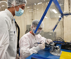 students working in clean room