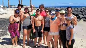 large group of people at the beach