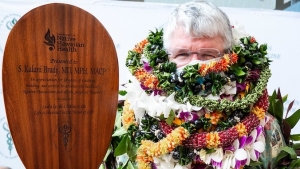 man wearing lei 