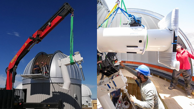 Two images of telescope installation
