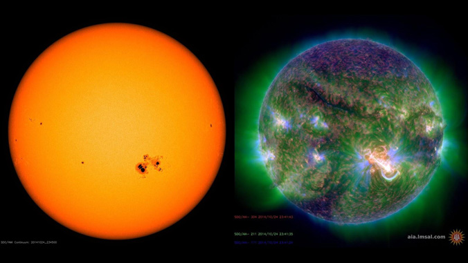 Two images of the sun