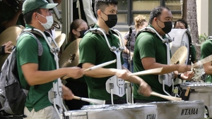 UH Pep Band playing drums